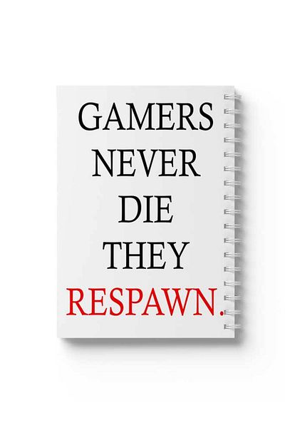 LOWHA Spiral Notebook with Front and Back Hard Covers Featuring Gamers Never Die Design