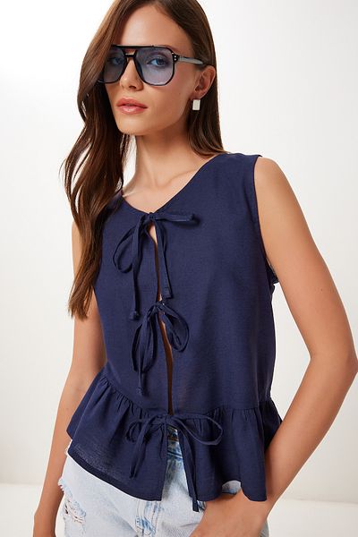 Lovelyİstanbul Linen Blouse with Binding Detail