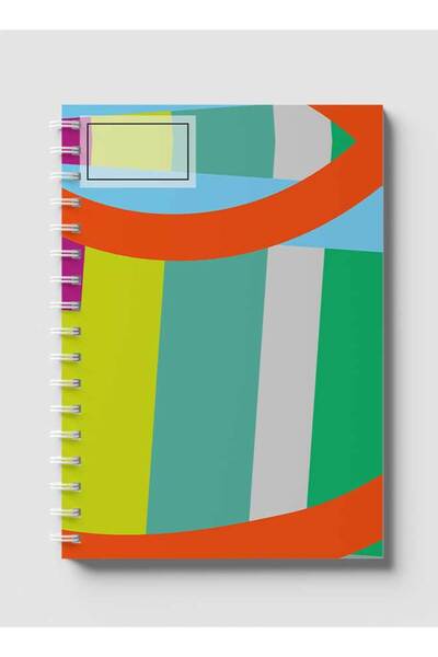 LOWHA دفتر ملاحظات حلزوني مع غلافين أمامي وخلفي صلبين بتصميم أشكال ملونة تجريدية