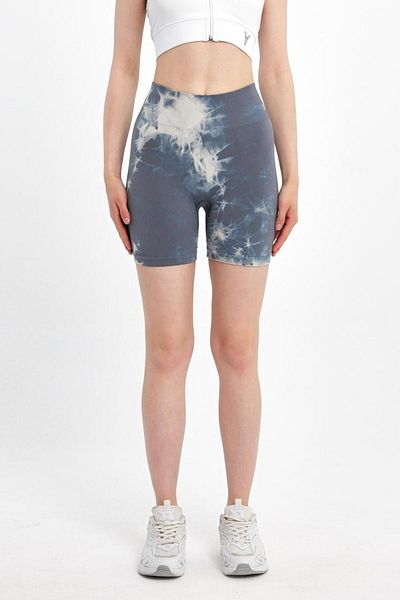 LUSEL Seamless Butt Lifting and Shaping Hip Brazilian Shirring Tie Dye Patterned Short Shorts Biker Leggings