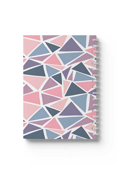 LOWHA Spiral Notebook with Front and Back Hard Covers Featuring Colourful Triangles Design