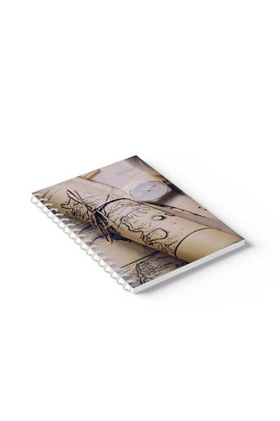 LOWHA Spiral Notebook with Front and Back Hard Covers Featuring Old Map Design