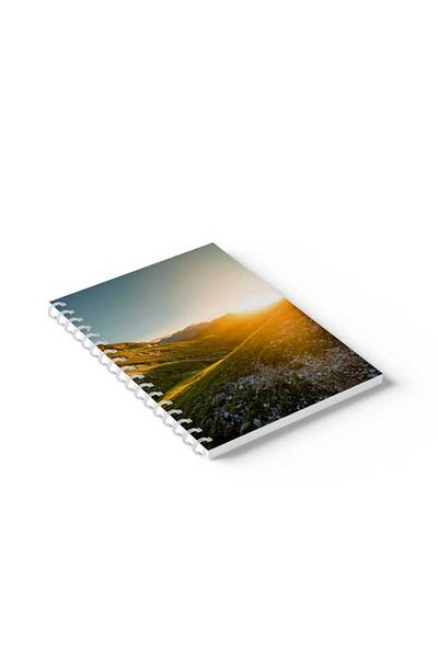 LOWHA Spiral Notebook with Front and Back Hard Covers Featuring Green Mountain Design