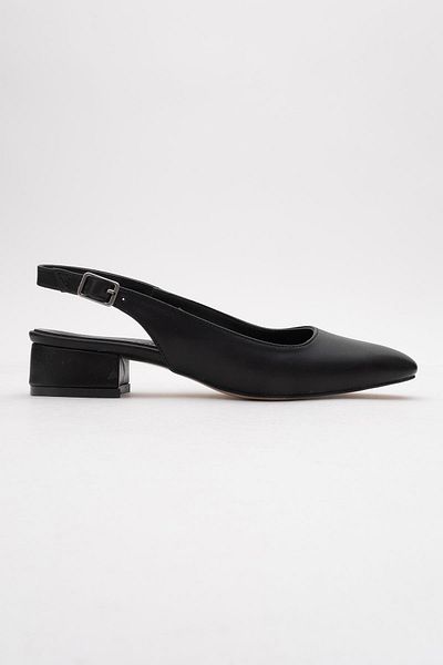 CCWAY AYAKKABI Women's Open Back Heeled Shoes Black Skin