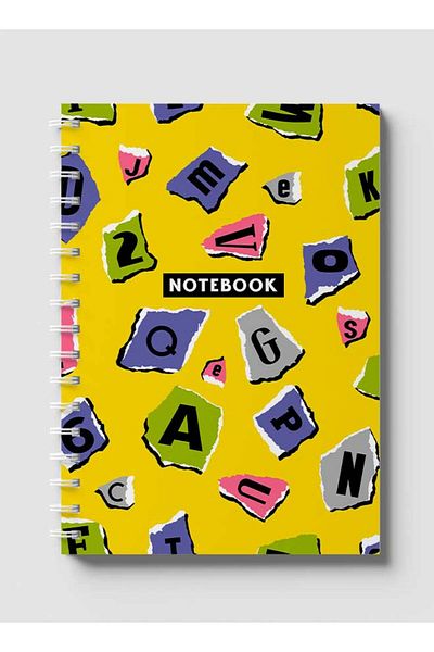 LOWHA Spiral Notebook with Front and Back Hard Covers Featuring Torn Letters & Number Design