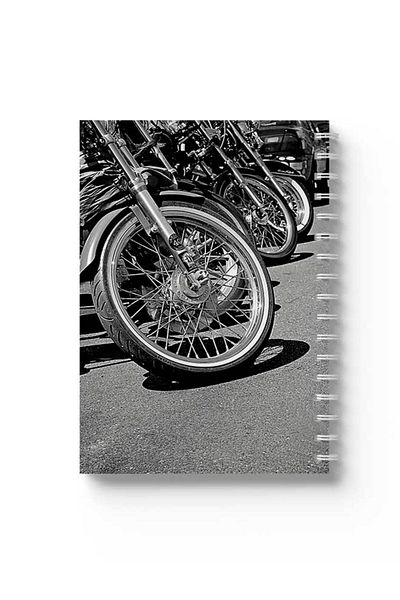 LOWHA Spiral Notebook with Front and Back Hard Covers Featuring Motorcycles Design