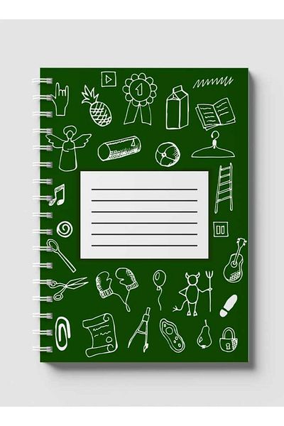 LOWHA Spiral Notebook with Front and Back Hard Covers Featuring Back to School Green Design