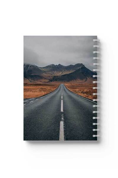 LOWHA دفتر ملاحظات حلزوني مع غلافين أمامي وخلفي صلبين يتميز بتصميم الطريق