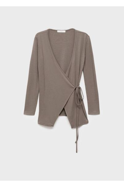 MANGO Woman Ribana bağ detaylı hırka