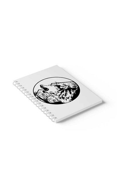 LOWHA Spiral Notebook with Front and Back Hard Covers Featuring Wolf Design