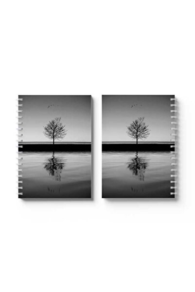 LOWHA Spiral Notebook with Front and Back Hard Covers Featuring Dark Tree Design