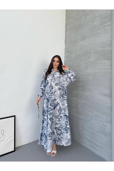 JESSE STORY Women's Hijab Dress Modal Fabric Ethnic Leaf Pattern Dress