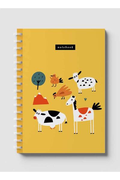 LOWHA دفتر ملاحظات حلزوني مع غلافين أمامي وخلفي صلبين بتصميم رسوم توضيحية للح...