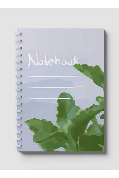 LOWHA Spiral Notebook with Front and Back Hard Covers Featuring Eco Style Leaves Design