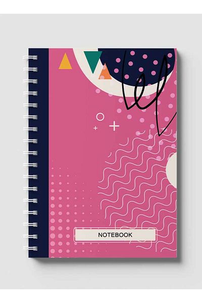 LOWHA Spiral Notebook with Front and Back Hard Covers Featuring Abstract Geometric Design