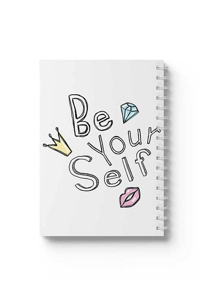 LOWHA Spiral Notebook with Front and Back Hard Covers Featuring Be Yourself Design