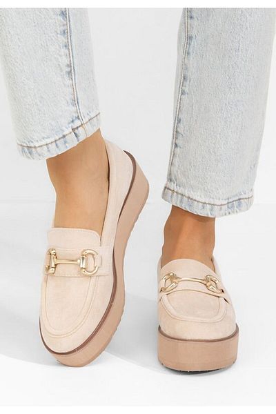 B T Shoes Leondra V6 beige platform loafers