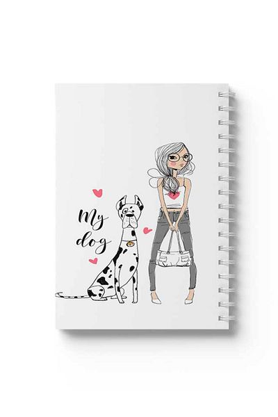 LOWHA Spiral Notebook with Front and Back Hard Covers Featuring My Dog Design