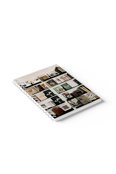 LOWHA دفتر ملاحظات حلزوني مع غلافين أمامي وخلفي صلبين بتصميم كتب