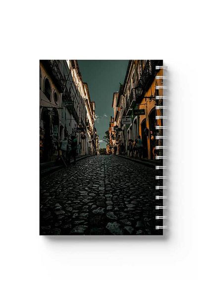 LOWHA Spiral Notebook with Front and Back Hard Covers Featuring Classic Street Design
