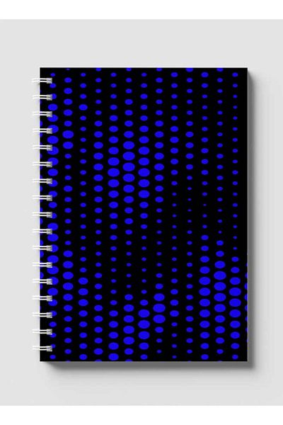 LOWHA Spiral Notebook with Front and Back Hard Covers Featuring Swirl Halftone Blue Design