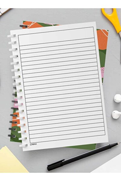 LOWHA Spiral Notebook with Front and Back Hard Covers Featuring Cover with Lines & Shapes Design
