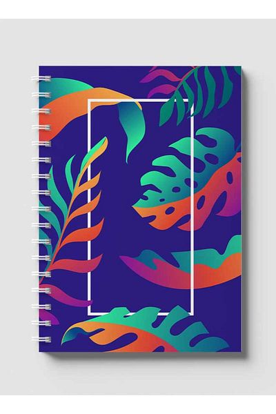 LOWHA Spiral Notebook with Front and Back Hard Covers Featuring Tropic Leaf Design