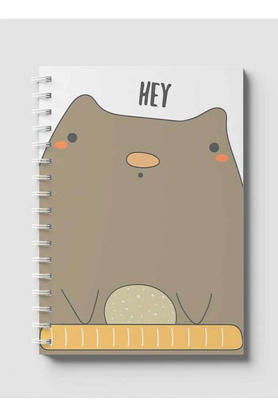 LOWHA Spiral Notebook with Front and Back Hard Covers Featuring Hey with Animal Drawing Design