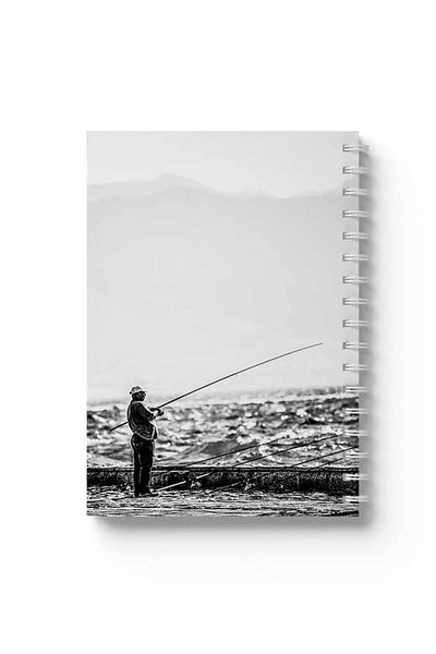 LOWHA Spiral Notebook with Front and Back Hard Covers Featuring Fishing Design