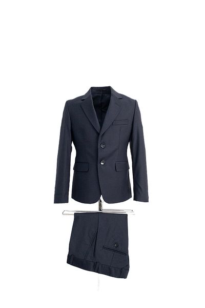 Micio Boy's Navy Blue Color Double Button Wide Collar Wool Blend Classic Suit