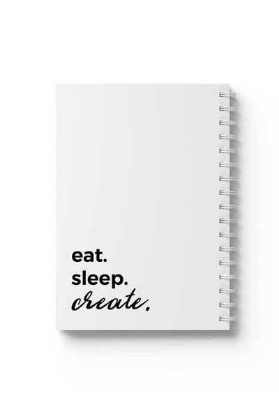 LOWHA دفتر ملاحظات حلزوني مع غلافين أمامي وخلفي صلبين يتميزان بتصميم Eat Sleep Create Design
