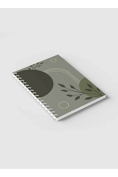 LOWHA دفتر ملاحظات حلزوني مع غلافين أمامي وخلفي صلبين يتميز بتصميم خطوط وأشكال بسيطة