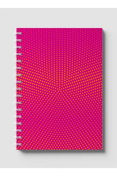 LOWHA Spiral Notebook with Front and Back Hard Covers Featuring Square Halftone Yellow Design