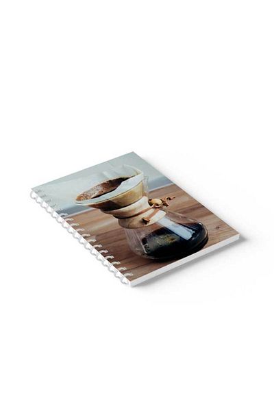 LOWHA Spiral Notebook with Front and Back Hard Covers Featuring Coffee Design