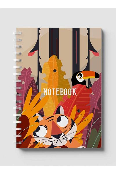 LOWHA Spiral Notebook with Front and Back Hard Covers Featuring Classical Theme Jungle Design