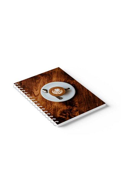 LOWHA Spiral Notebook with Front and Back Hard Covers Featuring Coffee Design
