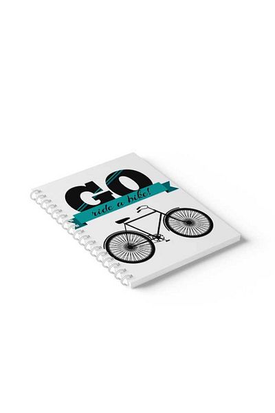 LOWHA Spiral Notebook with Front and Back Hard Covers Featuring Go Ride A bike Design