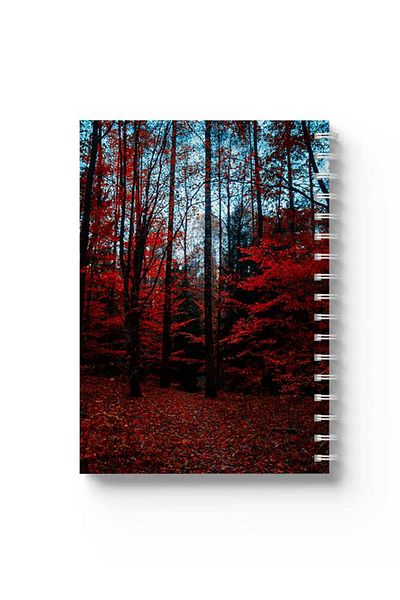 LOWHA Spiral Notebook with Front and Back Hard Covers Featuring Red Woods Design