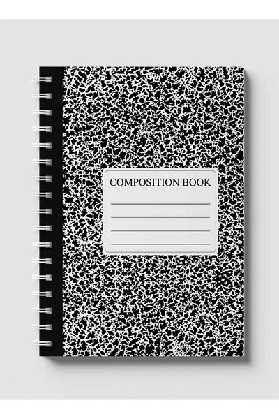LOWHA Spiral Notebook with Front and Back Hard Covers Featuring Composition Book Design