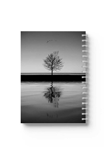 LOWHA Spiral Notebook with Front and Back Hard Covers Featuring Dark Tree Design