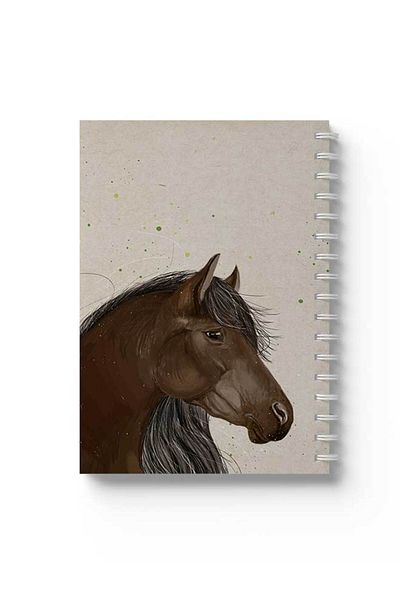 LOWHA Spiral Notebook with Front and Back Hard Covers Featuring Horse Design