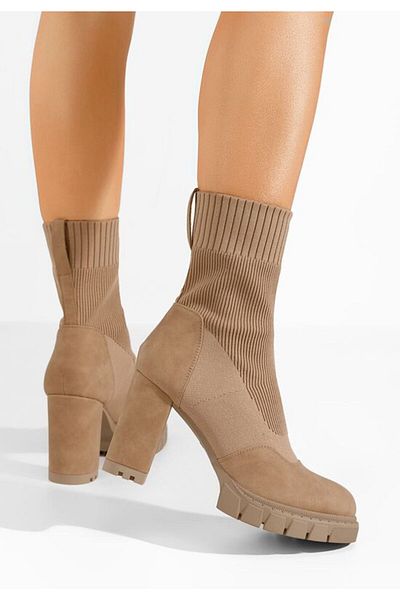 B T Shoes Opimia khaki chunky heel ankle boots