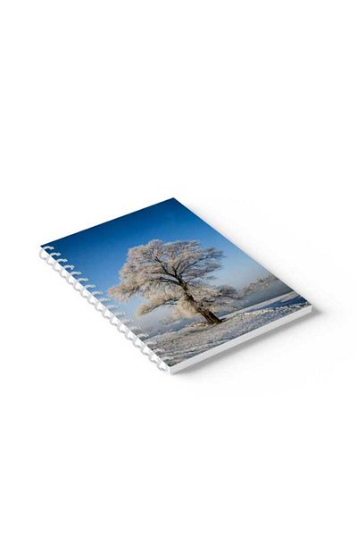 LOWHA Spiral Notebook with Front and Back Hard Covers Featuring Snow Tree Design