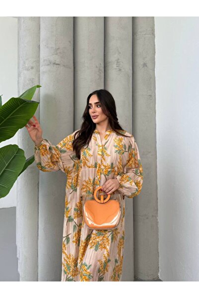 JESSE STORY Kadın Tesettür Elbise Modal Kumaş Çiçek Desenli Elbise