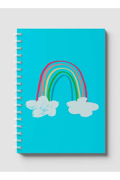 LOWHA Spiral Notebook with Front and Back Hard Covers Featuring Rainbow Drawing Design