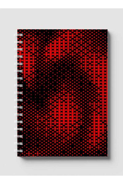 LOWHA Spiral Notebook with Front and Back Hard Covers Featuring Swirl Halftone Red Design