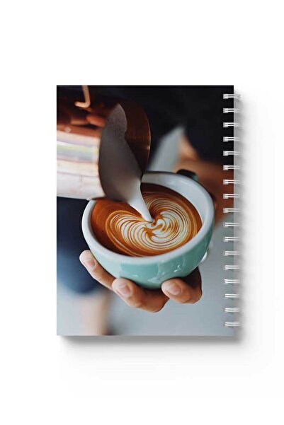 LOWHA دفتر ملاحظات حلزوني مع غلافين أمامي وخلفي صلبين بتصميم قهوة