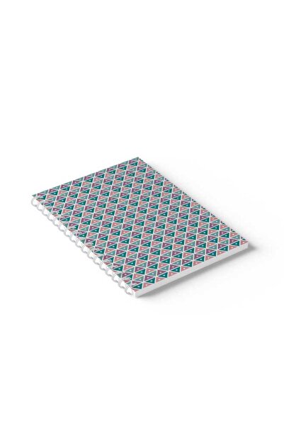 LOWHA دفتر ملاحظات حلزوني مع غلافين أمامي وخلفي صلبين بتصميم مثلثات ملونة