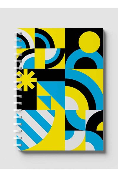 LOWHA Spiral Notebook with Front and Back Hard Covers Featuring Graphic Geometric Circles Design