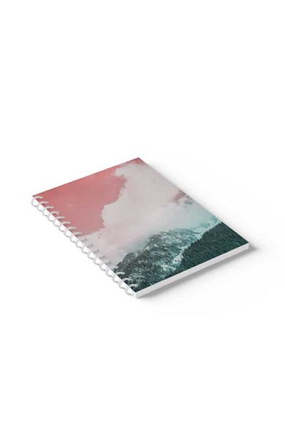 LOWHA Spiral Notebook with Front and Back Hard Covers Featuring Mountain Design
